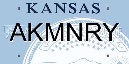 AKMNRY Kansas License Plate