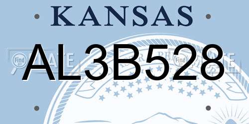 AL3B528 Kansas License Plate