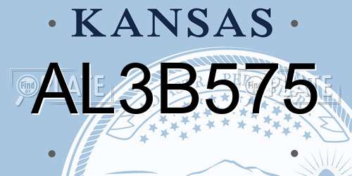 AL3B575 Kansas License Plate