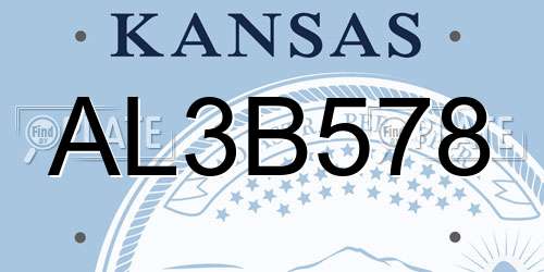 AL3B578 Kansas License Plate