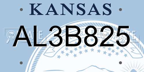 AL3B825 Kansas License Plate