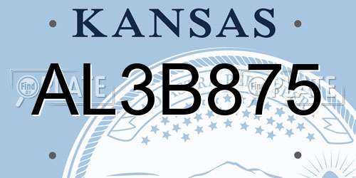 AL3B875 Kansas License Plate