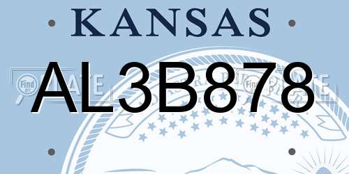AL3B878 Kansas License Plate