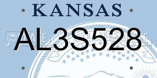 AL3S528 Kansas License Plate