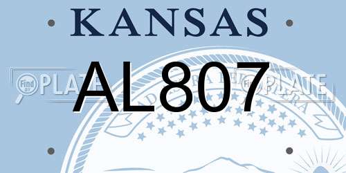 AL807 Kansas License Plate