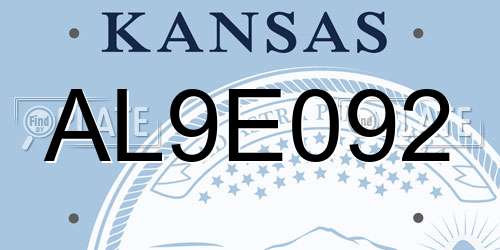 AL9E092 Kansas License Plate
