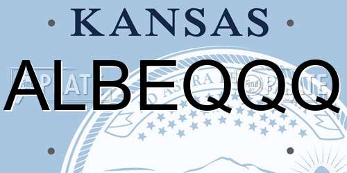 ALBEQQQ Kansas License Plate