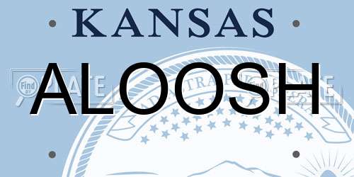 ALOOSH Kansas License Plate