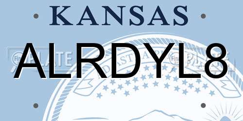 ALRDYL8 Kansas License Plate