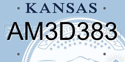 AM3D383 Kansas License Plate