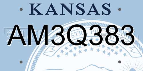 AM3Q383 Kansas License Plate