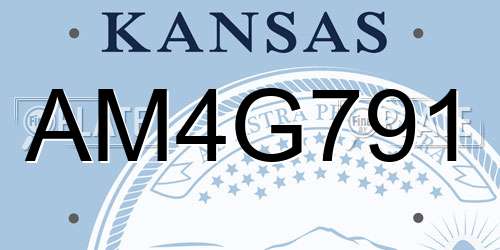 AM4G791 Kansas License Plate