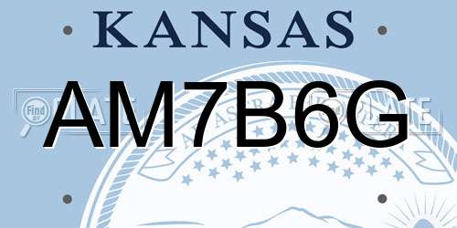 AM7B6G Kansas License Plate
