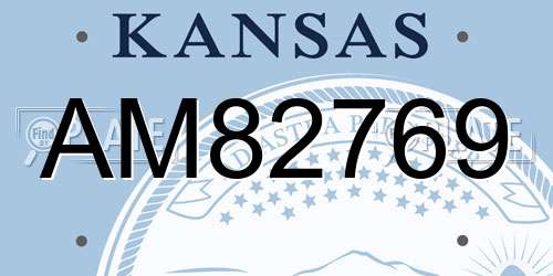 AM82769 Kansas License Plate