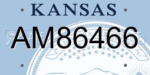 AM86466 Kansas License Plate
