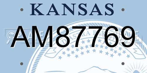 AM87769 Kansas License Plate