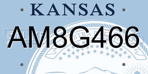 AM8G466 Kansas License Plate