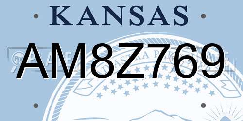 AM8Z769 Kansas License Plate