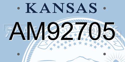 AM92705 Kansas License Plate