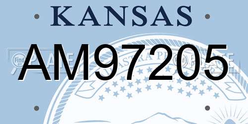AM97205 Kansas License Plate