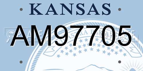 AM97705 Kansas License Plate