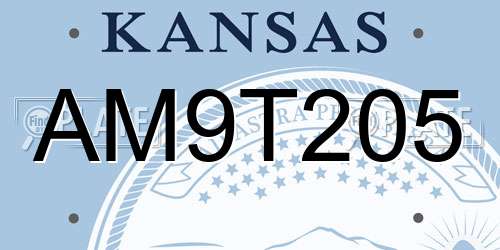 AM9T205 Kansas License Plate