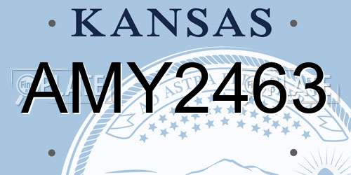 AMY2463 Kansas License Plate