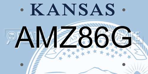 AMZ86G Kansas License Plate