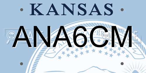 ANA6CM Kansas License Plate