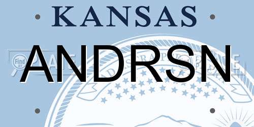 ANDRSN Kansas License Plate