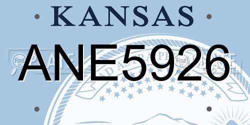 ANE5926 Kansas License Plate