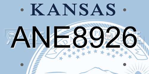 ANE8926 Kansas License Plate
