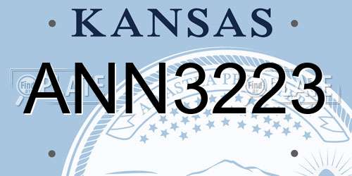 ANN3223 Kansas License Plate