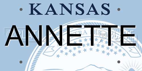 ANNETTE Kansas License Plate