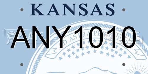 ANY1010 Kansas License Plate