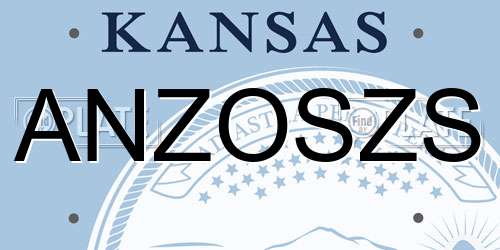 ANZOSZS Kansas License Plate