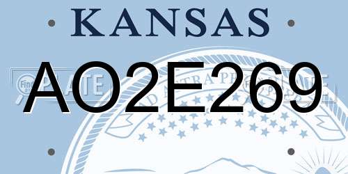 AO2E269 Kansas License Plate