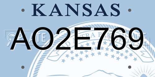 AO2E769 Kansas License Plate