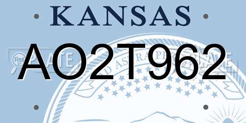 AO2T962 Kansas License Plate