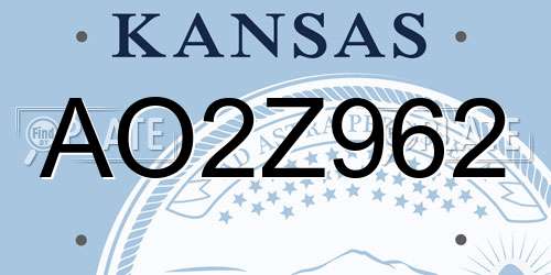 AO2Z962 Kansas License Plate