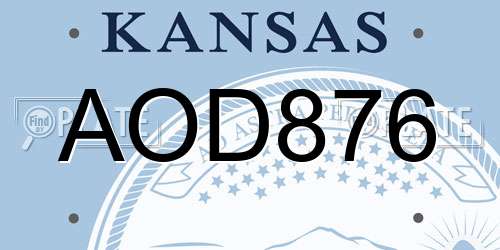 AOD876 Kansas License Plate