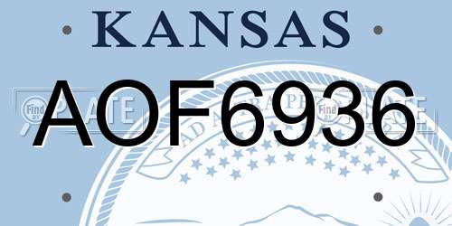 AOF6936 Kansas License Plate
