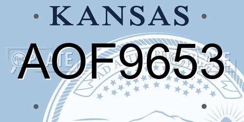 AOF9653 Kansas License Plate