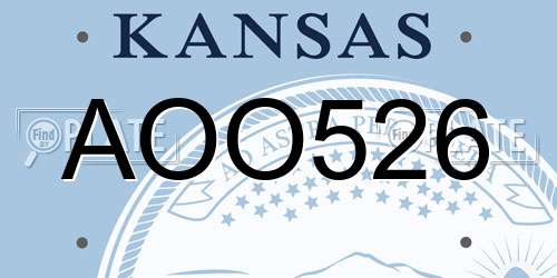 AOO526 Kansas License Plate