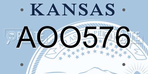 AOO576 Kansas License Plate