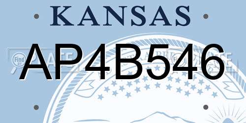 AP4B546 Kansas License Plate