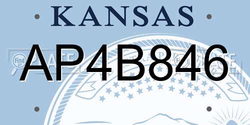 AP4B846 Kansas License Plate