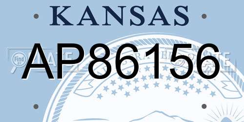 AP86156 Kansas License Plate