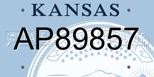 AP89857 Kansas License Plate