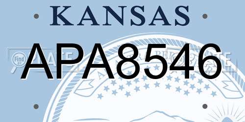 APA8546 Kansas License Plate